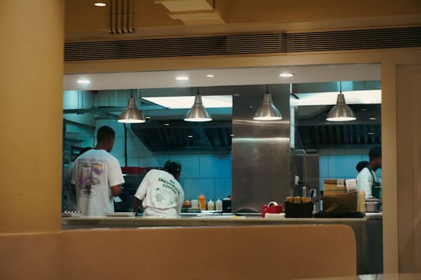 Standardized BBQ chain restaurant kitchen with uniform ESP installation