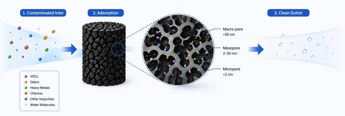 Activated Carbon Filter Kitchen System Working Principle Diagram